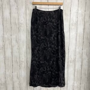 Vintage Silk Classics By Finity 100% Silk Black Floral 90s Quiet Luxury Skirt 12